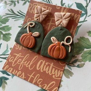 Fall pumpkin clay earrings